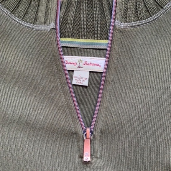 Tommy Bahama 1/4 Zip Sweatshirt Pullover Mens Size L Long Sleeve Green - Picture 2 of 5